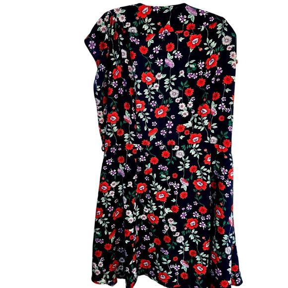 Favlux Women's Dress 3X 3XL XXXL Blue Wrap Floral Sleeves Sun Plus Size 22W 24W - Picture 7 of 8